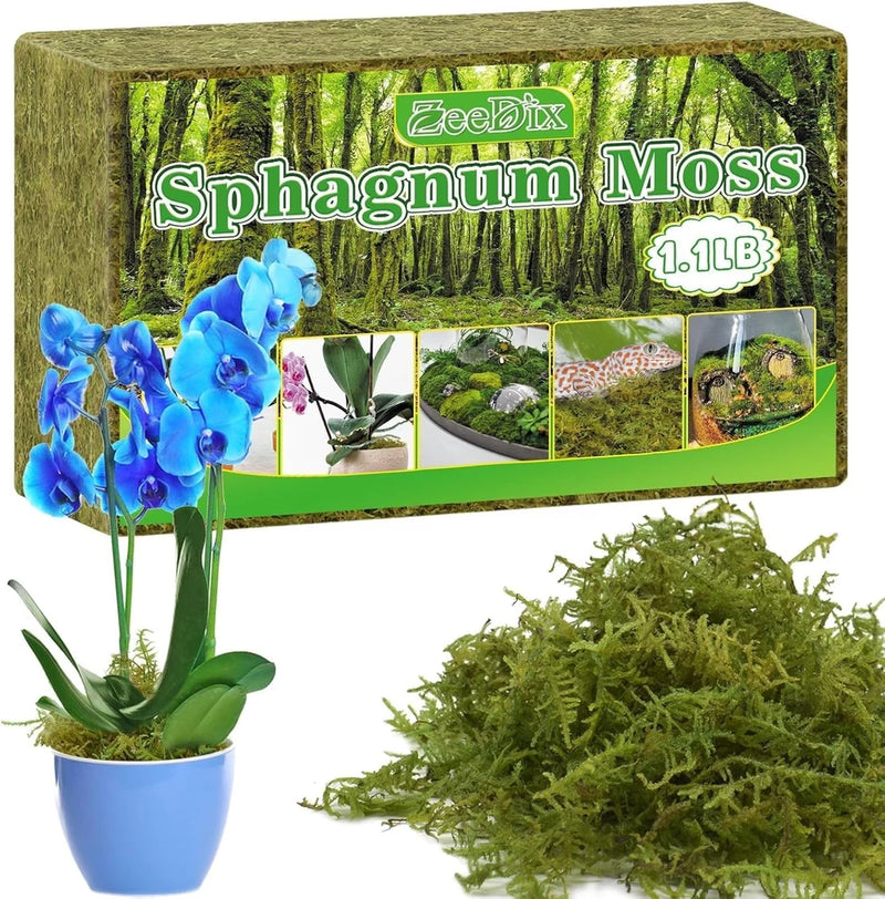 1.1 lb Premium Sphagnum Moss - Orchid Moss Plant Growing Medium for Terra Orchids