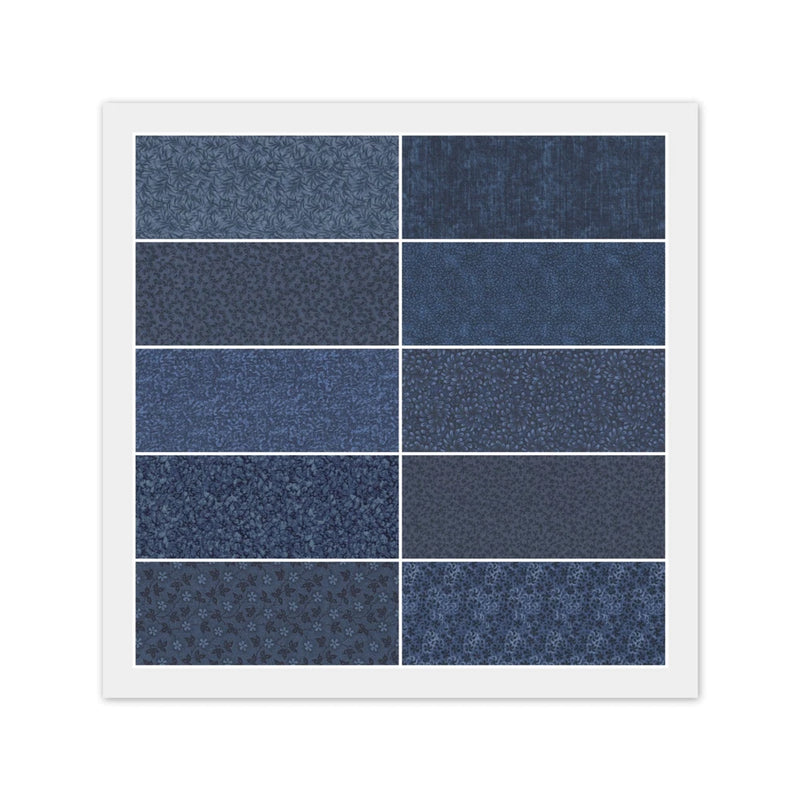 NAVY BLUE Quilting Cotton Fabric: 40) 5" CHARM PACK or 20) 10" LAYER CAKE Flowering Plants