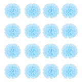 16 Pcs Ribbon Peony, 2 Inch Peony Artificial Fabric Flowers, Light Blue Peony