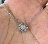 1.90Ct Baguette Cut Lab-Created Diamond Sunflower Pendant 14K White Gold Plated Sunflower