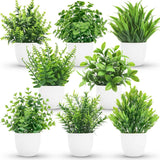 Der Rose 8 Pack Fake Plants Small Artificial Faux Potted Plants for Home Offi... Green Plant