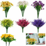 5-8 Bundles Artificial Flower Plastic Fake Outdoor Plant Faux UV Resistant Decor Sunflower