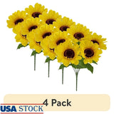 4 pack Artificial Sunflower Pick 12.5in Faux Flower Indoor Home Decoration NEW Sunflower