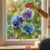 Hydrangea Bouquet Acrylic Suncatcher, 2D Flat Window Hanging Kitchen Decor Gift Hydrangea