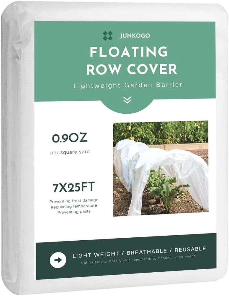 Lightweight frost protection floating row cover, white garden blanket, 7x25 ft