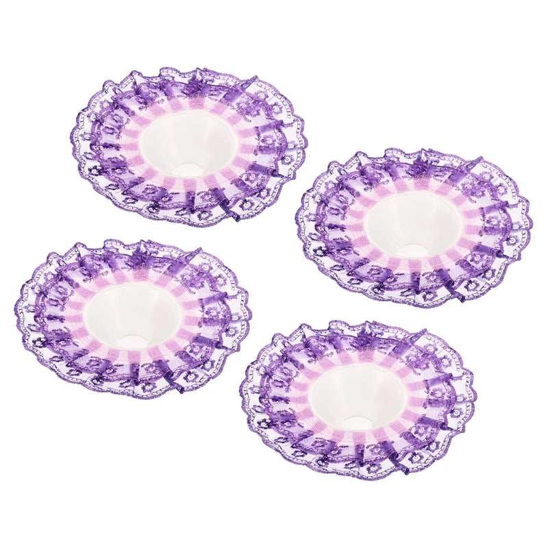 4Pcs Lace Bouquet Collar DIY Decoration Bridal Bouquet Holder for Wedding Purple Bouquet