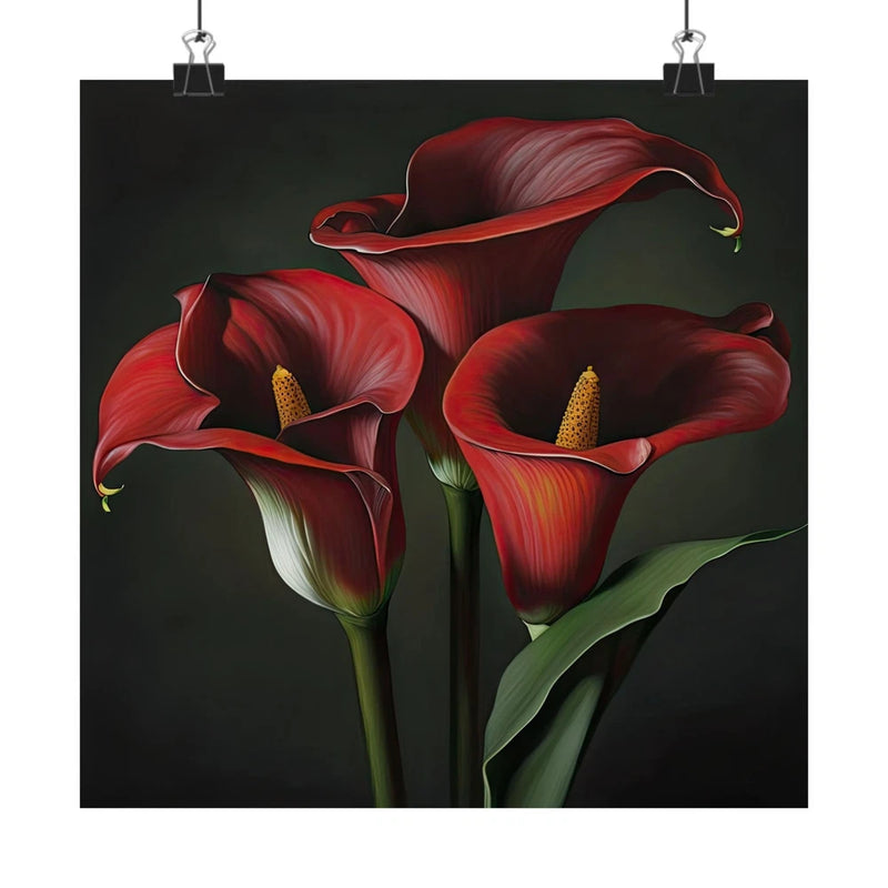 Red Calla Lilies Flower Art Print, Red Flower Painting, Flower DŽcor 07 Lily