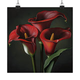 Red Calla Lilies Flower Art Print, Red Flower Painting, Flower DŽcor 07 Lily