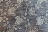 navy, white - heavy weight  non-stretch denim,  embroidered 72" x 58" (2 yds) Flowering Plants