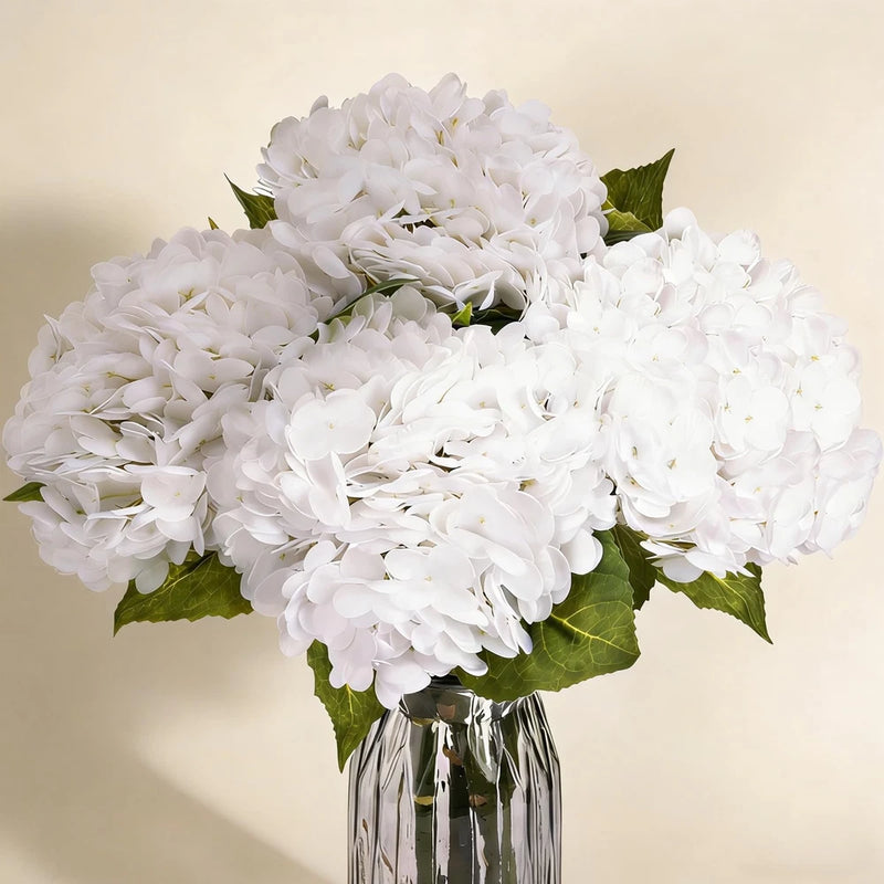 4pcs White Hydrangea Artificial Flowers, 21in Real Touch Hydrangeas Flowers, ... Hydrangea