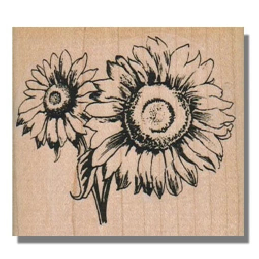 Mounted Rubber Stamp, SUNFLOWERS, Flower,Garden,Nature,Summer,Leaf,Spring,Bloom Sunflower