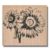 Mounted Rubber Stamp, SUNFLOWERS, Flower,Garden,Nature,Summer,Leaf,Spring,Bloom Sunflower
