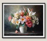 Plumerias, Carnations, Lilies in a Vase - Counted Cross Stitch Patterns DMC DIY Carnation
