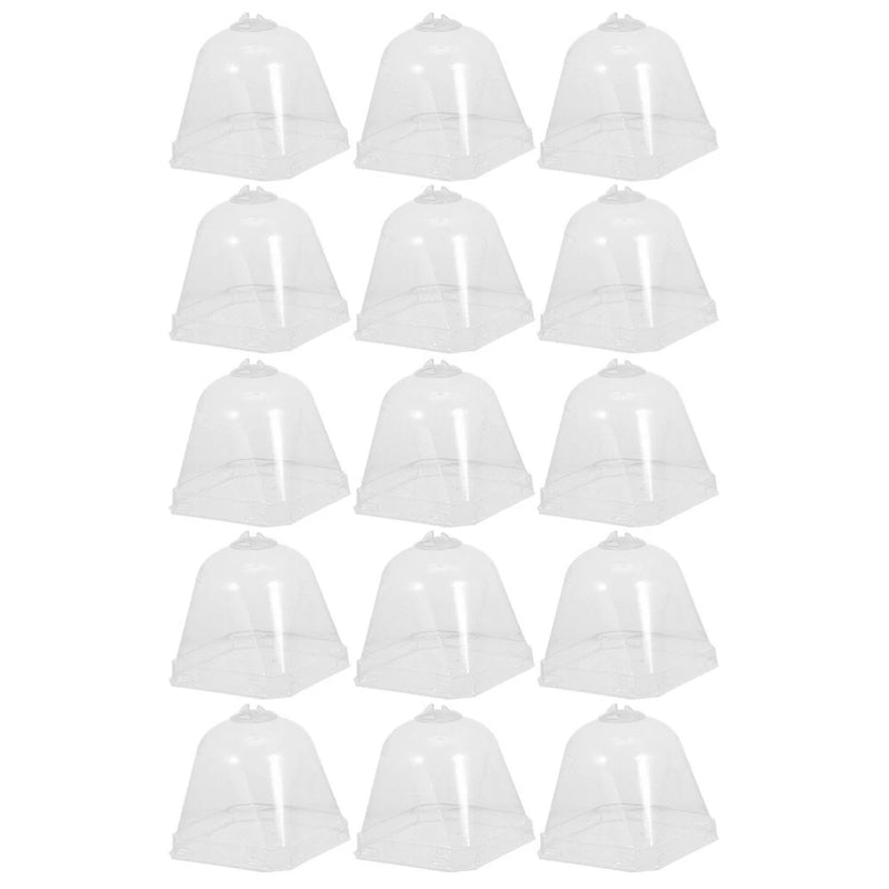 Set of 15 transparent plant nursery protection domes, clear plastic plant covers