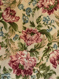 VTG PINK ROSE TULIP HYDRANGEA FLORAL ON CREAM HEAVY BARKCLOTH FABRIC 3 YARDS Hydrangea