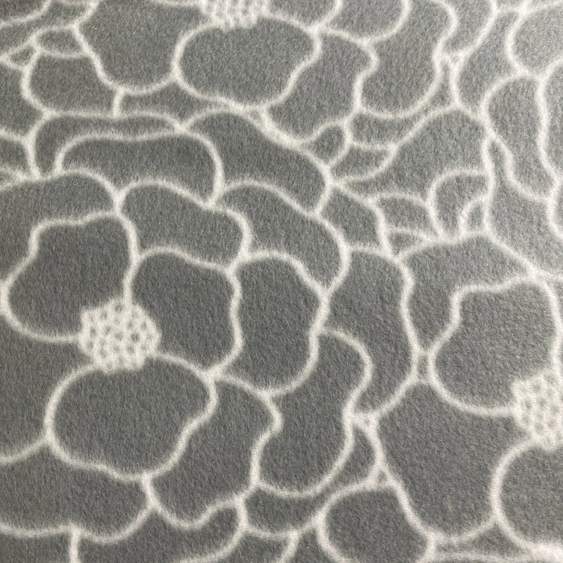 Gray Floral Blizzard Fleece By The Yard Flowering Plants