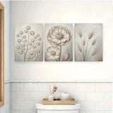 3pcs Large Flower, Leaves & Pampas Grass Wall Art Canvas  Unframed/Framed Pampas Grass