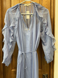 NWT Loft Chiffon Ruffle Maxi Dress Summer Hydrangeas Size Medium Hydrangea