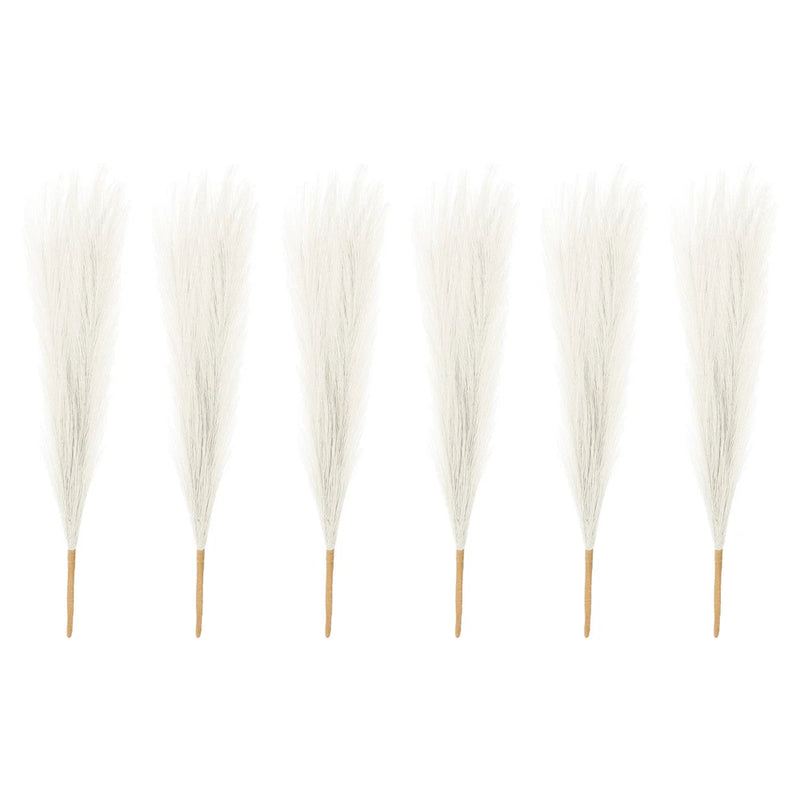 6 Pcs 17 Inch Faux Pampas Grass Artificial Boho Decor Cream Pampas Grass