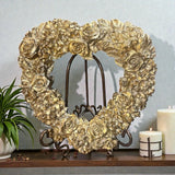 Vintage Resin Rose and Hydrangea Heart Wreath Custom Golden Patina  Baroche Hydrangea