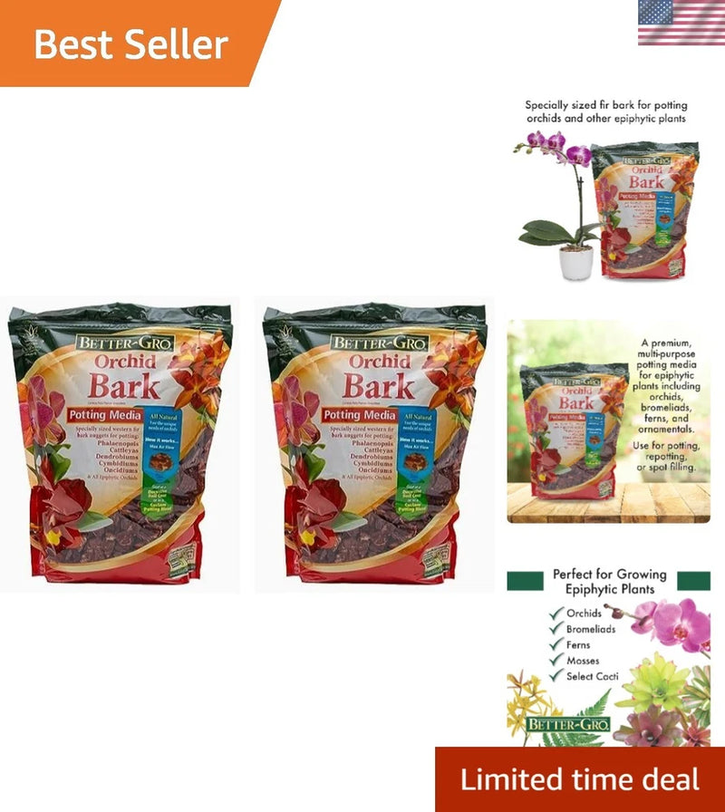 Two Better-Gro Orchid Bark potting media bags for orchids, 4-quart each