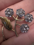 Vintage Monet Purple Rhinestone Hydrangea Flower Brooch Enamel Leaf Hydrangea