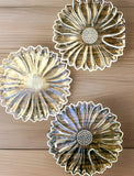 Sunflower 3 Glass Luncheon Snack Plates Clear Pressed 10" Vintage Hazel Atlas Sunflower