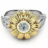 2.20Ct Round Real Moissanite Eternity Sunflower Ring 14K Two Tone Gold Plated Sunflower