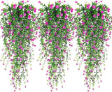 Artificial Hanging Flowers, 3 Pcs Fake Hanging Plants Artificial Vines for Outdo Green Plant