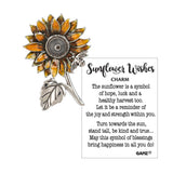 Ganz Sunflower Charm Gold and Silver Sunflower Pocket Token with Card 1" x 1.25" Sunflower