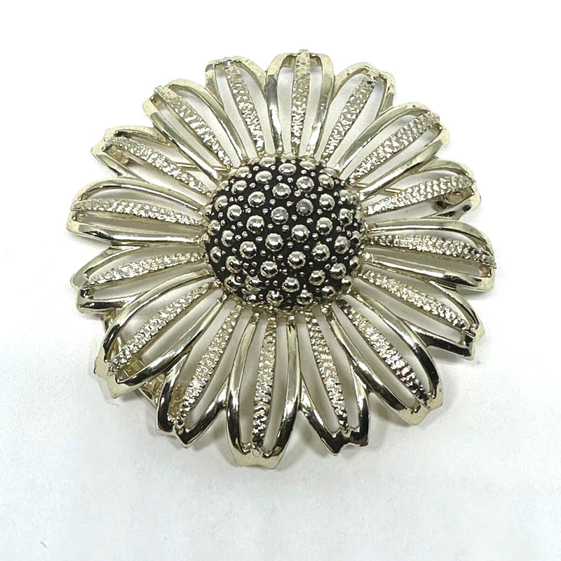 Vintage Sarah Coventry Daisy Mae Sunflower Brooch Pin Flower Gold Tone 2.5" Huge Sunflower
