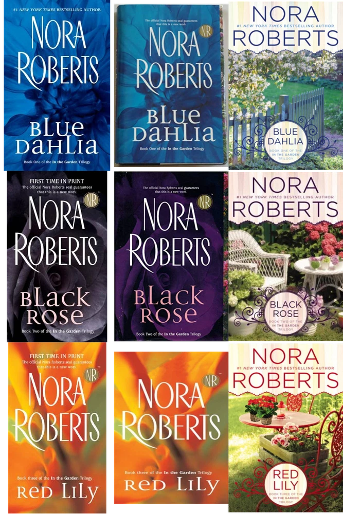 Three paperback books set: Blue Dahlia, Black Rose, Red Lily (In the Garden Series)
