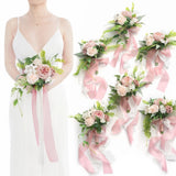 Ling's Moment Artificial Flowers Pink Bridesmaid Bouquet Set of 6, Dusty Rose... Bouquet