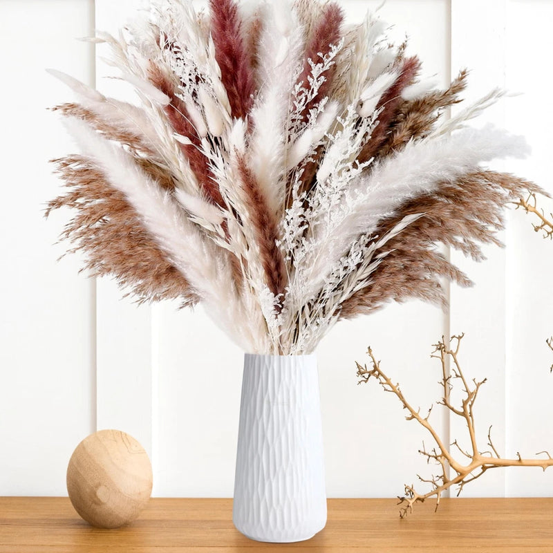 85PCS Dried Pampas Grass Boho Decor, 17" Natural White Dried Flowers Pampas G... Pampas Grass