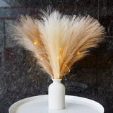 6PCS Artificial Pampas Grass,Faux Pampos Dried Plant Boho Decor - 17'' Handmade Pampas Grass