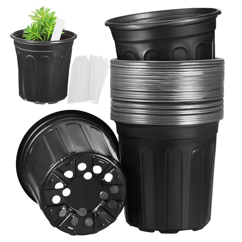 50 Pcs Pots with Drainage Holes Plastic Nursery Garden Planter Garden Plants