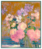 Vase of Hydrangea Flowers by Henri Lebasque Counted Cross Stitch Pattern Hydrangea
