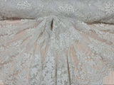 Fabric Sold By The Yard Off White Bridal Beaded Lace Embroidery Floral Flowers Flowering Plants