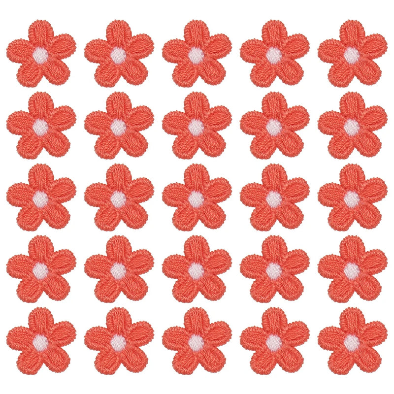 50 Pcs Mini Daisies Flower Sew on Patches, Flower Appliques Patches, Bright Red Daisies