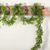 Artificial Weatherproof Green Boxwood Garland - 9 Feet Long Green Plant