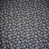 Vintage cotton fabric 1/2-inch white flowers on Black 45" wide by 4 1/3 yards Flowering Plants