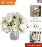 Romantic White Artificial Peonies - 4 Bundles for Luxurious Decor & Arrangements Peony
