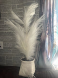 27" White Faux Pampas Grass Decor , takes 3  AA Batteries Not Included Pampas Grass