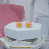 Premium Mild Red Sunflower Gold Plated Surgical Stainless Earrings Fine Jewelry Sunflower