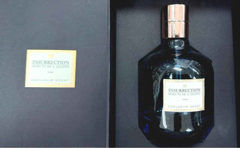 Men's Insurrection Born To Be A Legend eau de parfum bottle, 80 ml, dark glass with silver cap