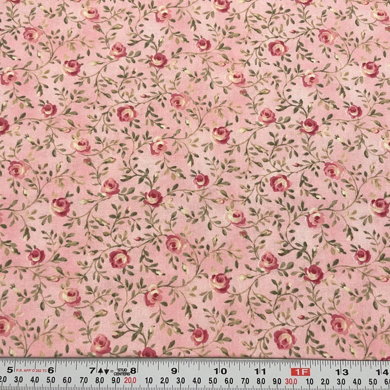 Gossamer Petals by Danhui Nai for SSI Florals on Pink Cotton by the HALF YARD Flowering Plants