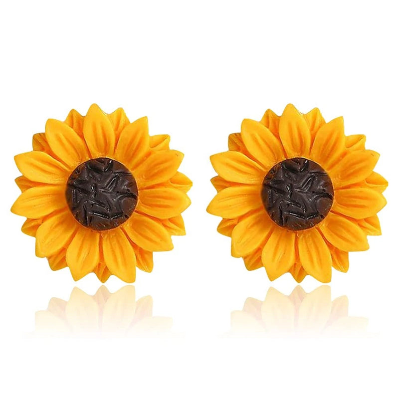 Elegant Simplicity Sunflower Dangle Drop Earrings for Women Yellow Enamel Daisy Sunflower