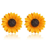 Elegant Simplicity Sunflower Dangle Drop Earrings for Women Yellow Enamel Daisy Sunflower