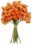 Ranunculus Artificial Flowers (Citrus Orange, 18 Pieces), Silk Mini Bouquets ... Ranunculus