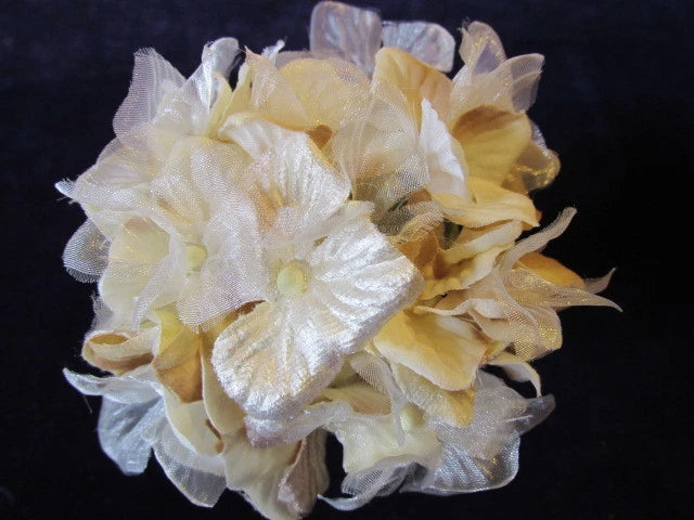 Millinery Flower Hydrangea Ivory Tan Beige Velvet + Chiffon for Hat + Bride Y262 Hydrangea